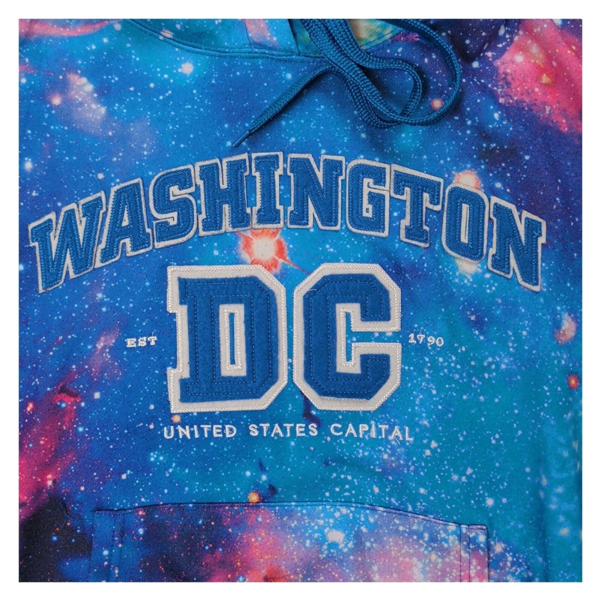 Washington DC Hoodie M Black Heavy Applique USA Capital Acrylic Pullover – product photo 2 | RewearableUK