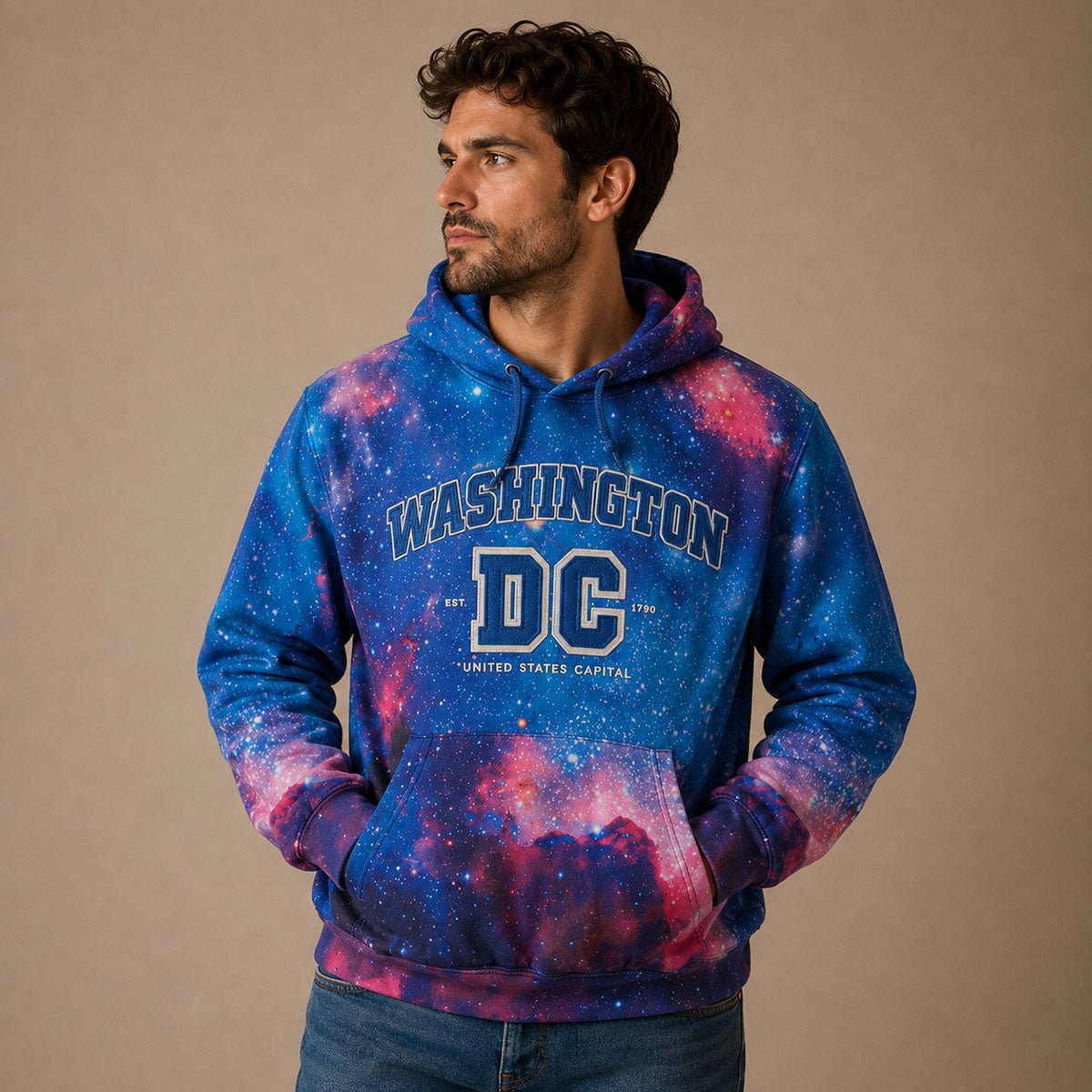 Washington DC Souvenir Hoodie M Black Heavy Appliqué – Sweater & Hoodie product photo 1 | RewearableUK