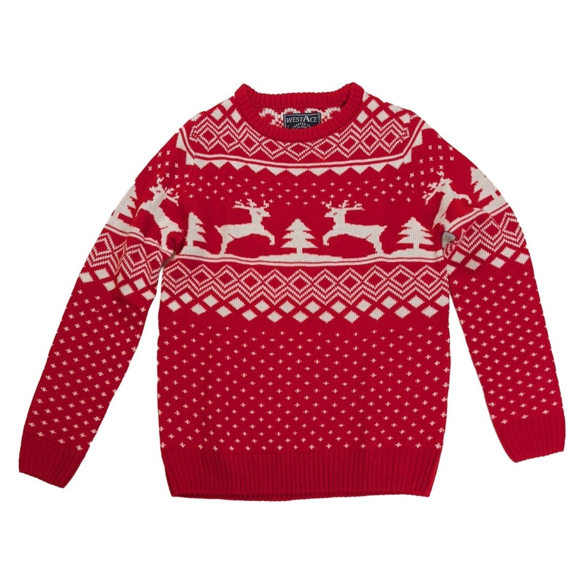 WestAce Women's Christmas Jumper XL Red Reindeer Fair Isle Knit – Christmas Jumper product photo 1 | RewearableUK