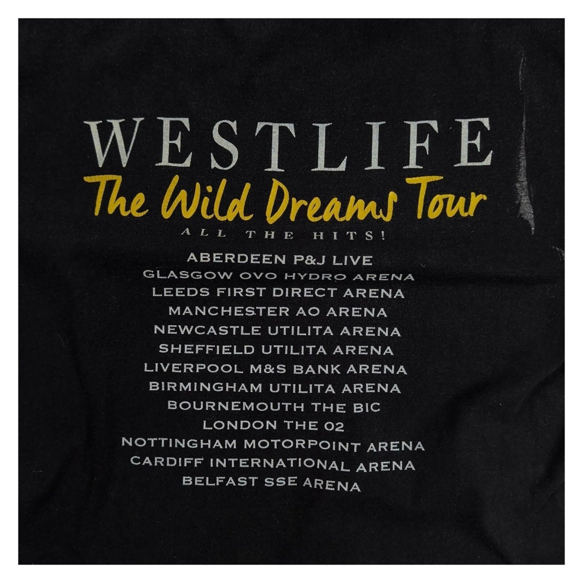 Westlife The Wild Dreams Tour T-Shirt M Black Double Sided Band Tee Flawed – product photo 4 | RewearableUK