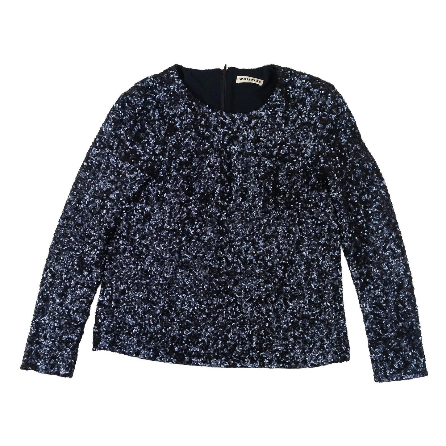 Whistles Sequin Jacket UK 6 XS Navy Blue Black Embellished Evening Blazer by Whistles – | RewearableUK