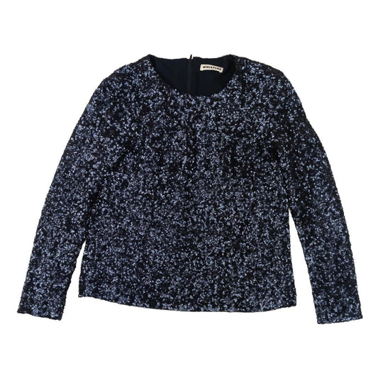Whistles Sequin Jacket UK 6 XS Navy Blue Black Embellished Evening Blazer by Whistles – | RewearableUK