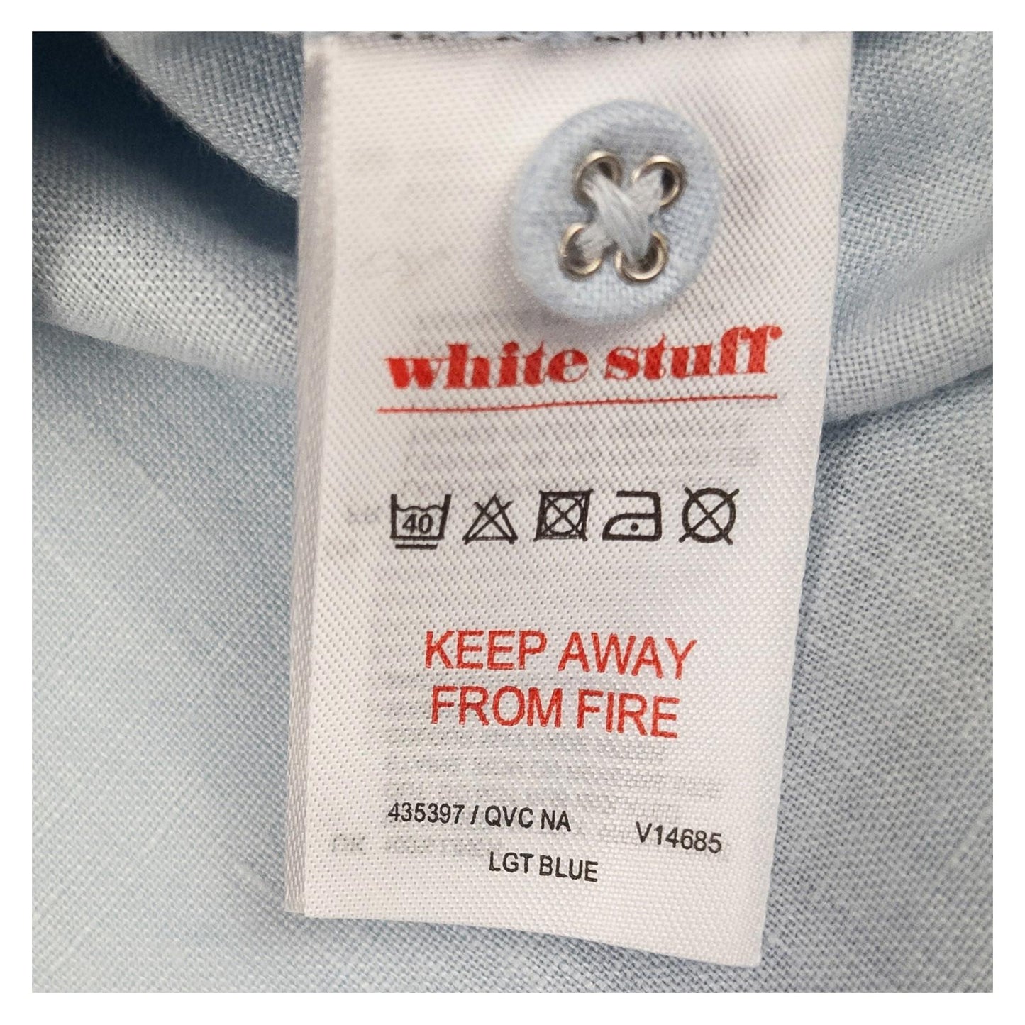 White Stuff 100% Linen Shirt Size UK 10 Light Blue Grandad Collar Pocket Blouse by White Stuff – | RewearableUK