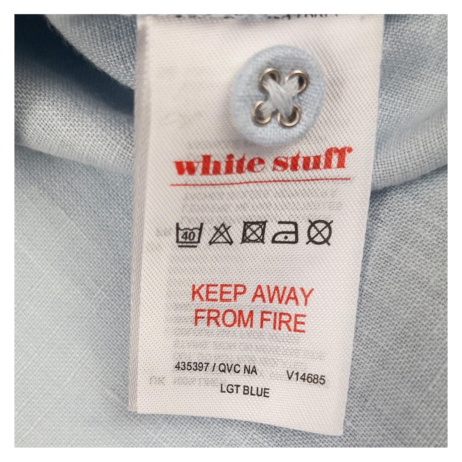 White Stuff 100% Linen Shirt Size UK 10 Light Blue Grandad Collar Pocket Blouse by White Stuff – | RewearableUK