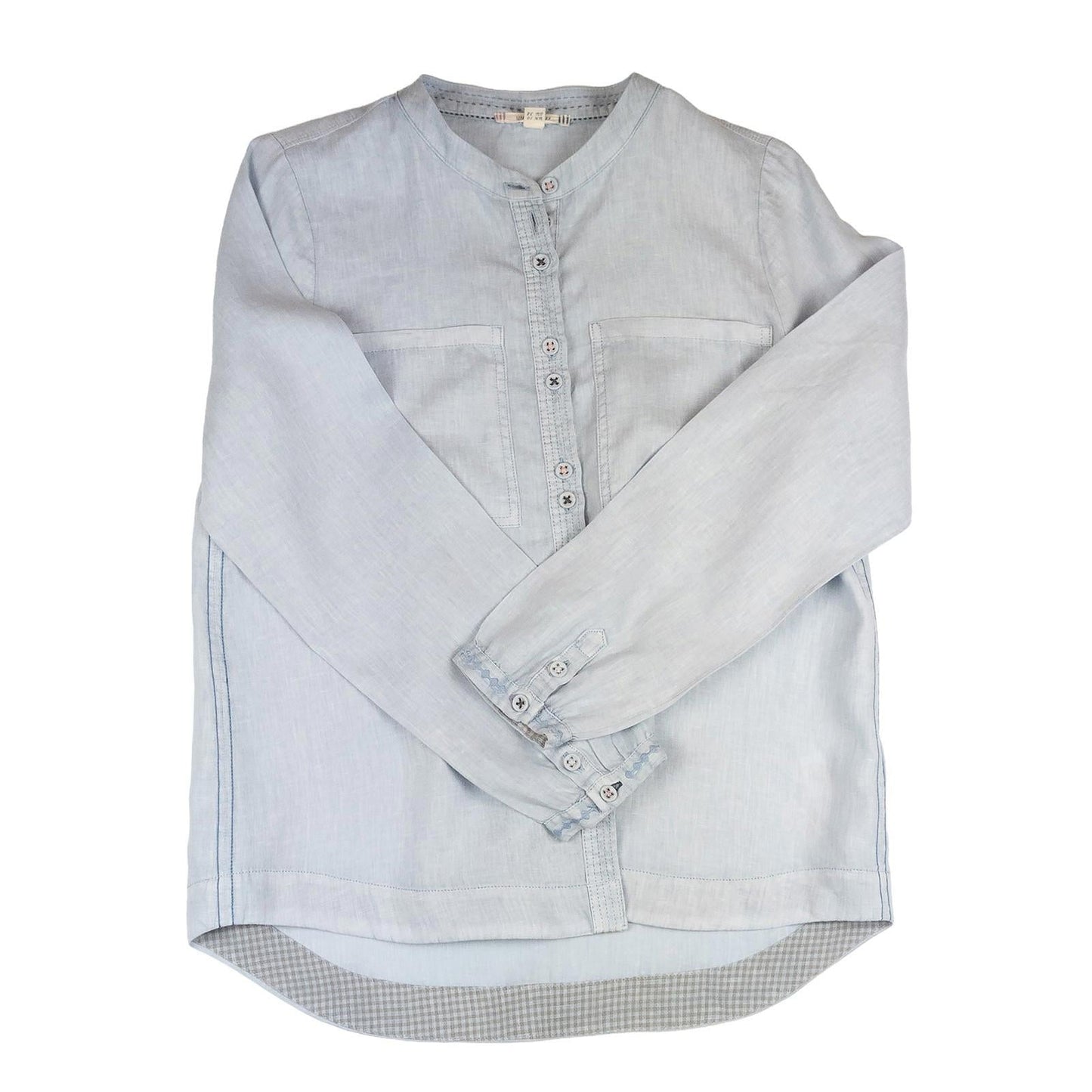 White Stuff 100% Linen Shirt Size UK 10 Light Blue Grandad Collar Pocket Blouse by White Stuff – | RewearableUK