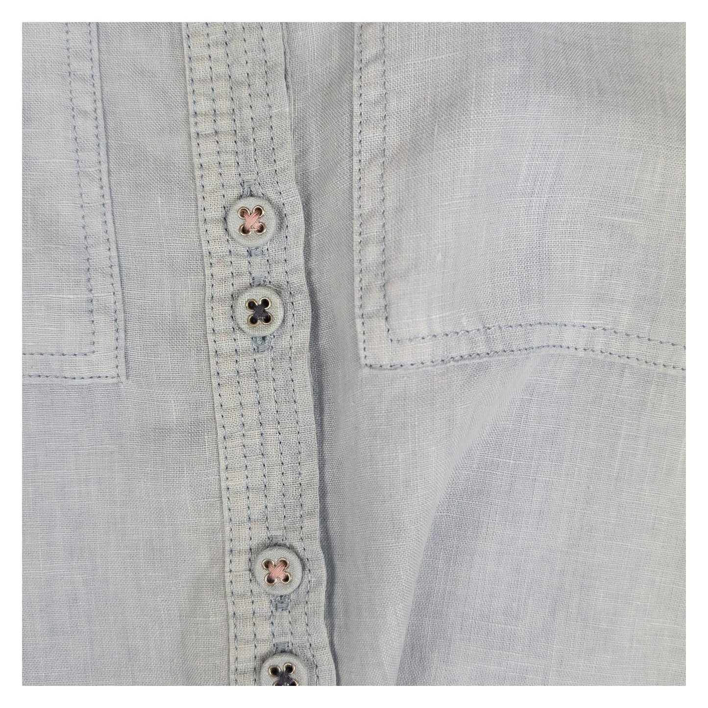 White Stuff 100% Linen Shirt Size UK 10 Light Blue Grandad Collar Pocket Blouse by White Stuff – | RewearableUK