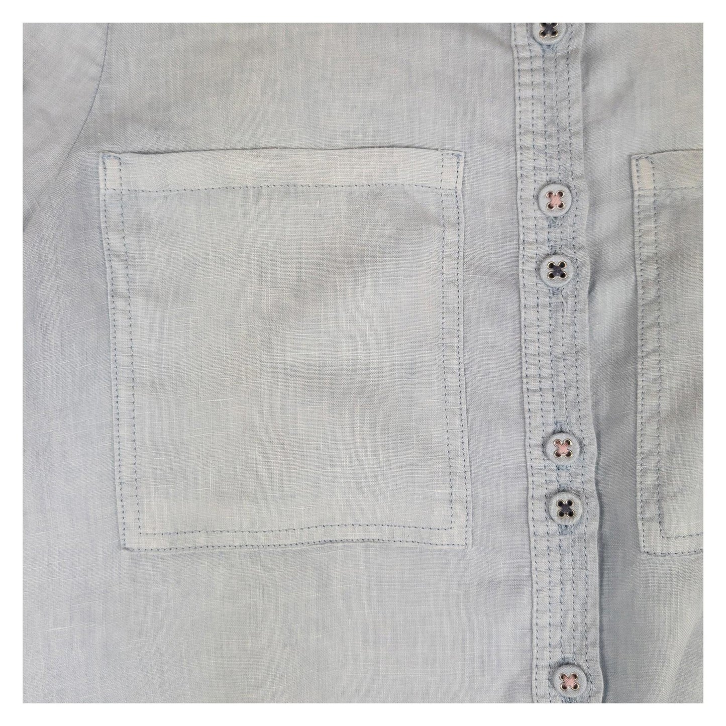 White Stuff 100% Linen Shirt Size UK 10 Light Blue Grandad Collar Pocket Blouse by White Stuff – | RewearableUK