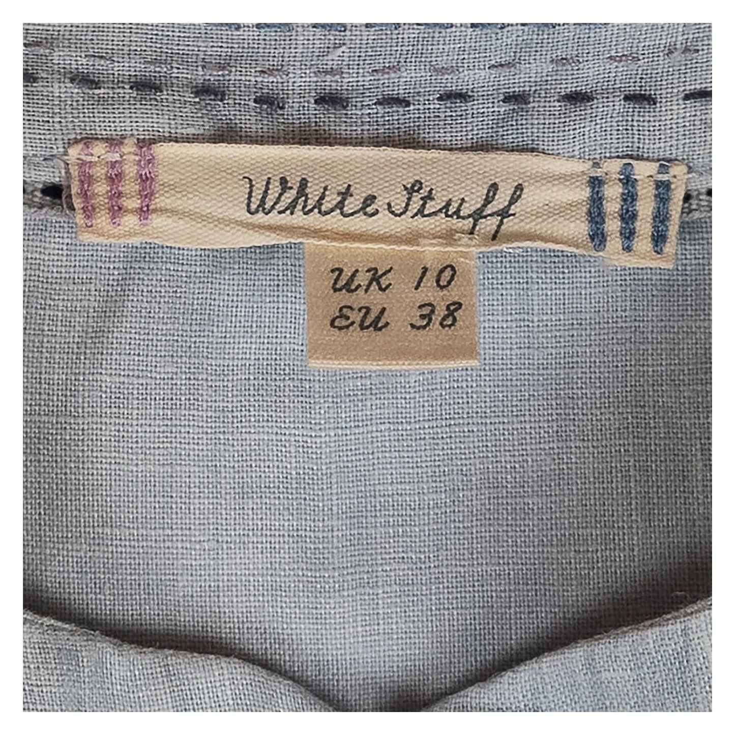 White Stuff 100% Linen Shirt Size UK 10 Light Blue Grandad Collar Pocket Blouse by White Stuff – | RewearableUK
