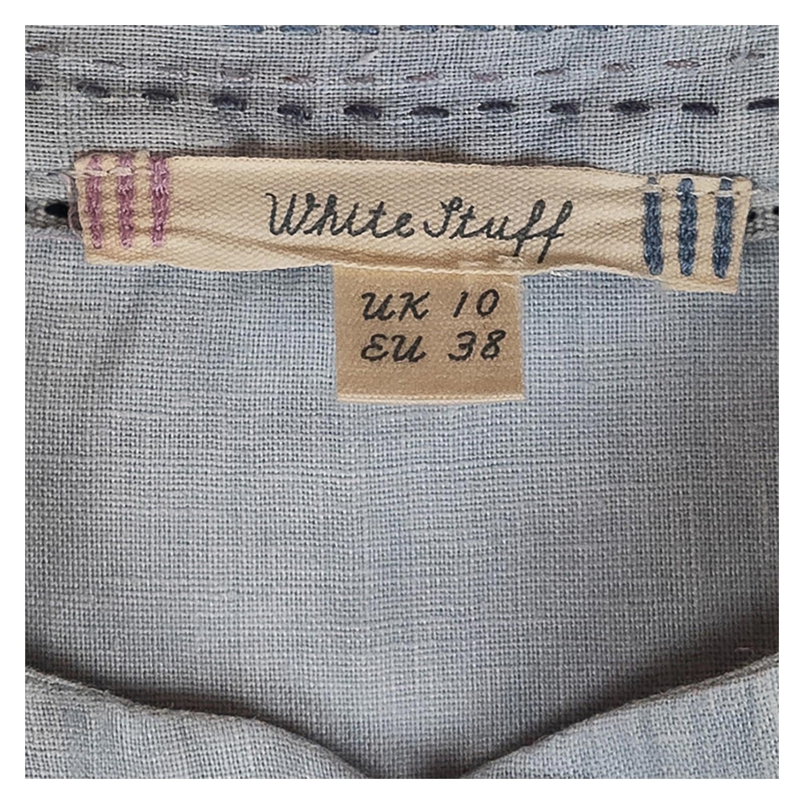 White Stuff 100% Linen Shirt Size UK 10 Light Blue Grandad Collar Pocket Blouse by White Stuff – | RewearableUK