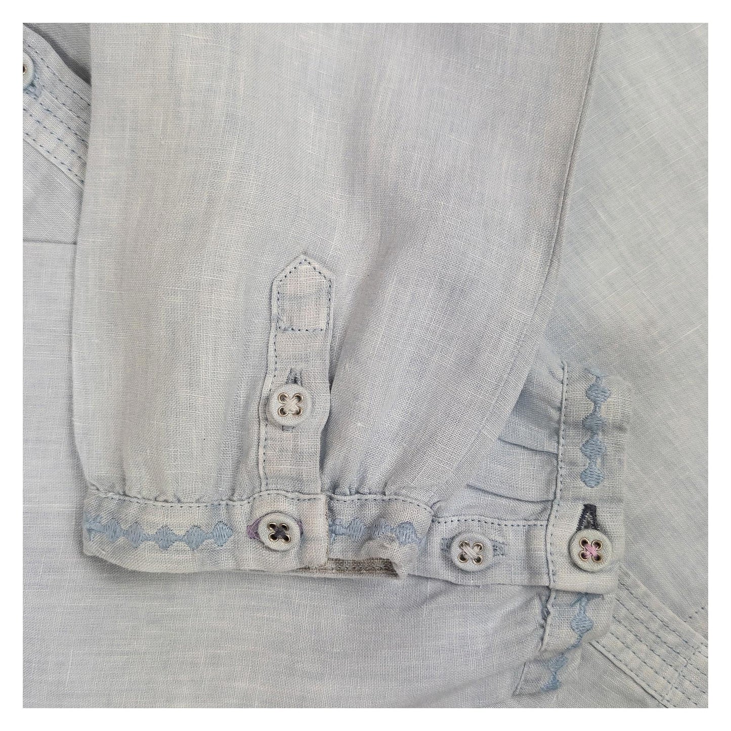 White Stuff 100% Linen Shirt Size UK 10 Light Blue Grandad Collar Pocket Blouse by White Stuff – | RewearableUK