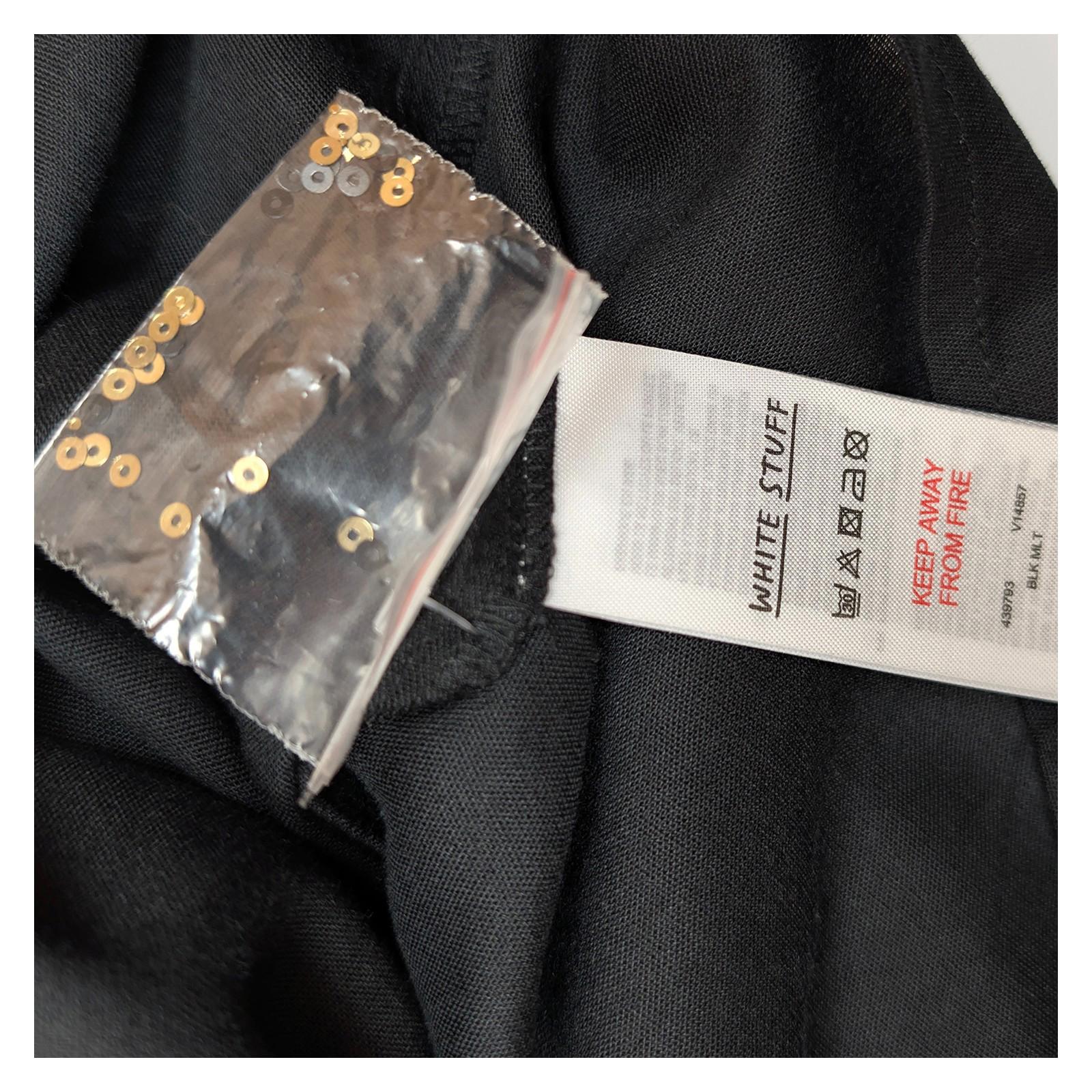 White Stuff Astrid Sequin Top UK 14 Black Gold Sparkle V - Neck Viscose Blouse BNW by White Stuff – | RewearableUK