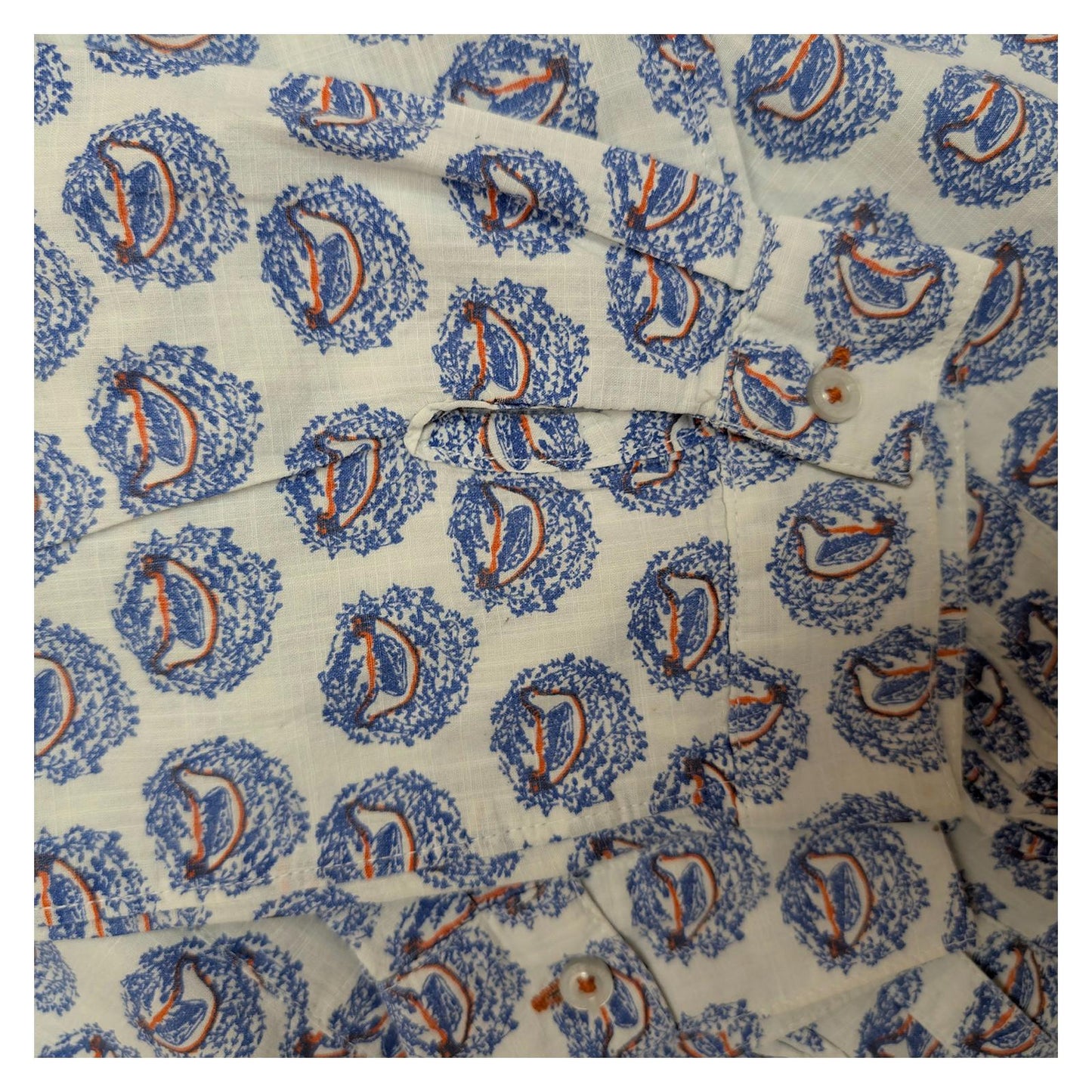 White Stuff Bird Print Shirt Women's Size UK 14 Blue White Cotton Pintuck Blouse by White Stuff – | RewearableUK