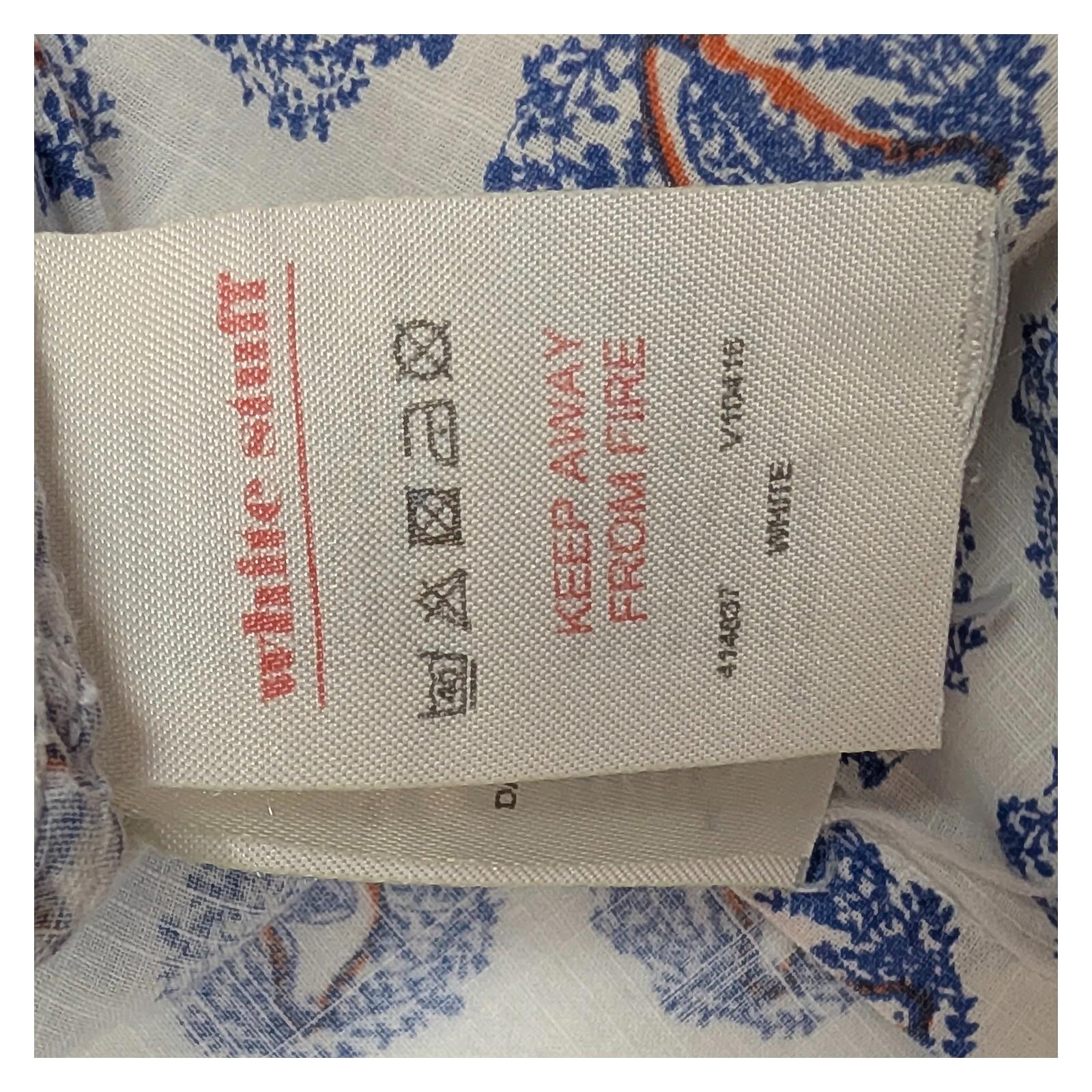 White Stuff Bird Print Shirt Women's Size UK 14 Blue White Cotton Pintuck Blouse by White Stuff – | RewearableUK