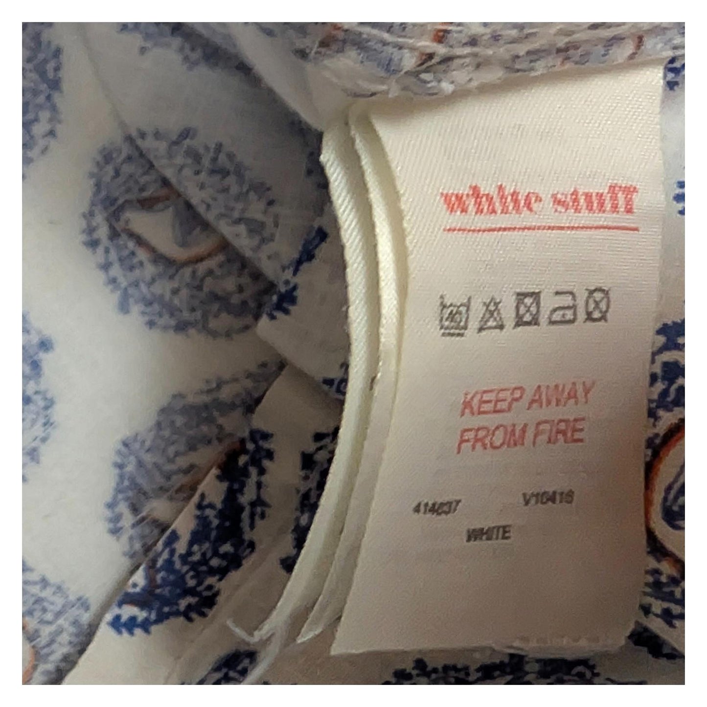 White Stuff Bird Print Shirt Women's Size UK 14 Blue White Cotton Pintuck Blouse by White Stuff – | RewearableUK