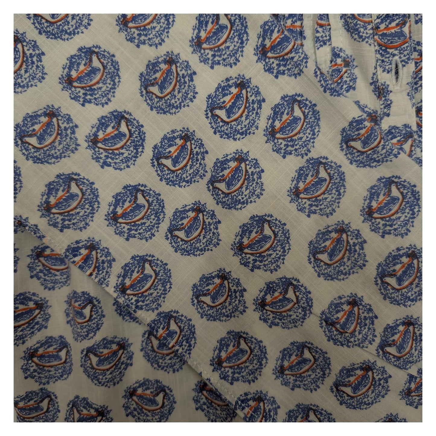 White Stuff Bird Print Shirt Women's Size UK 14 Blue White Cotton Pintuck Blouse by White Stuff – | RewearableUK