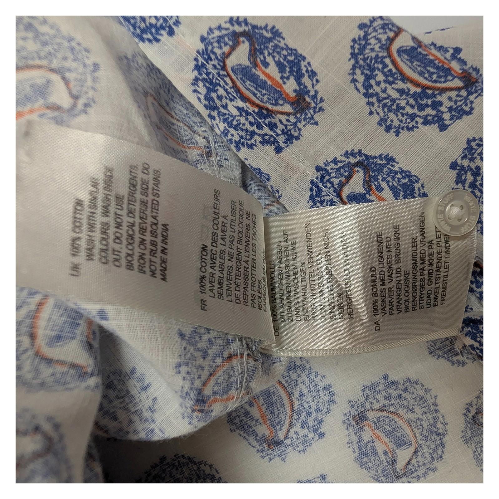 White Stuff Bird Print Shirt Women's Size UK 14 Blue White Cotton Pintuck Blouse by White Stuff – | RewearableUK