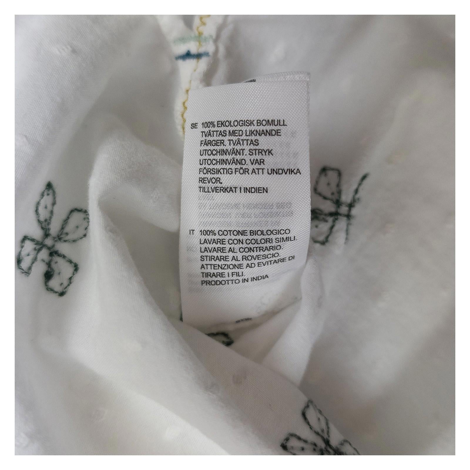 White Stuff Blouse Top UK 10 Ivory Organic Cotton Embroidered Dobby 3/4 Sleeve by White – | RewearableUK