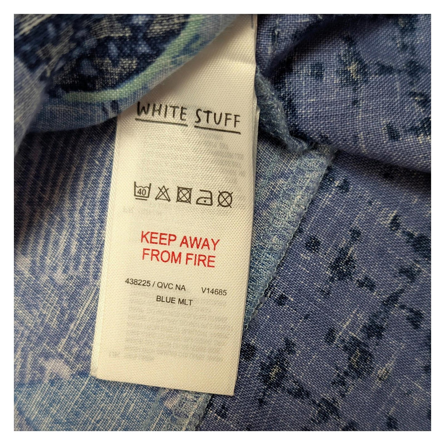 White Stuff Blue Floral Linen Tunic Top Size UK 18 US 14 Short Sleeve Notch Neck by White – | RewearableUK