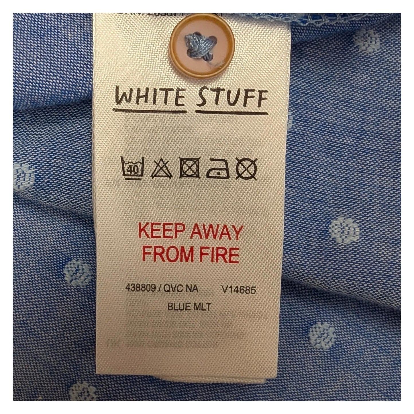 White Stuff Blue Polka Dot Shirt Size UK 12 Organic Cotton Short Sleeve Pocket T by White – | RewearableUK