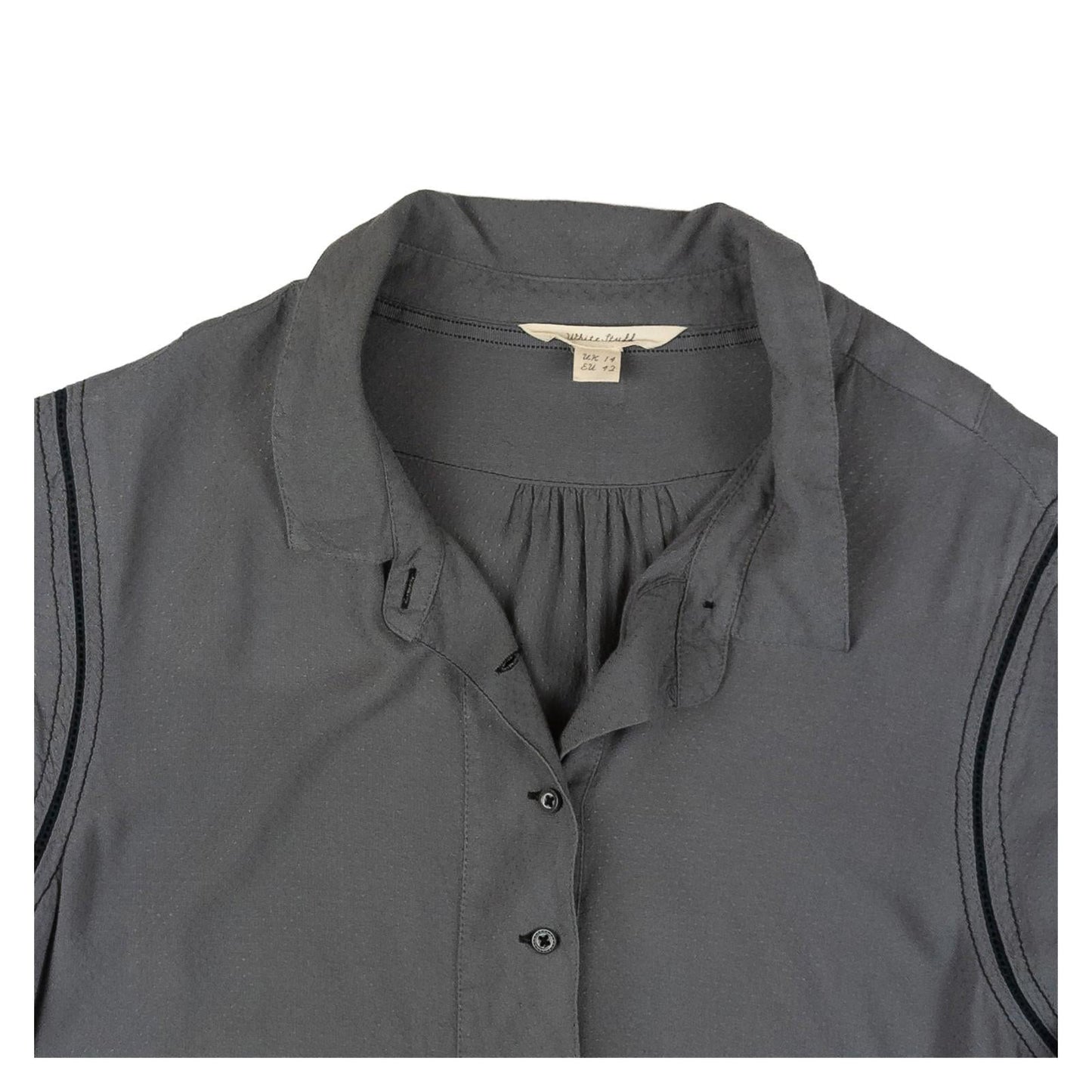 White Stuff Grey Blouse UK 14 Viscose Pintuck Detail Long Sleeve Shirt Top Boho by White – | RewearableUK