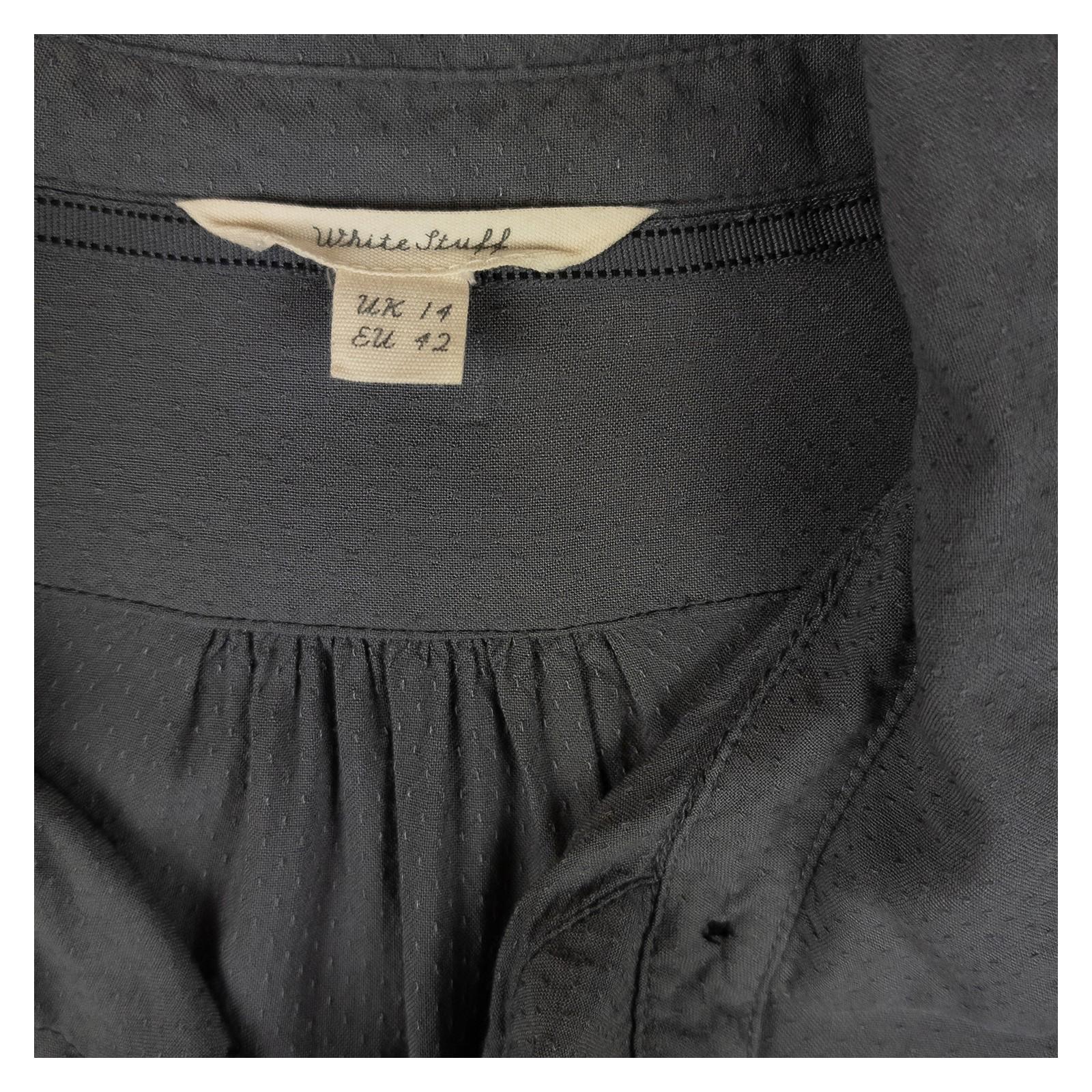 White Stuff Grey Blouse UK 14 Viscose Pintuck Detail Long Sleeve Shirt Top Boho by White – | RewearableUK