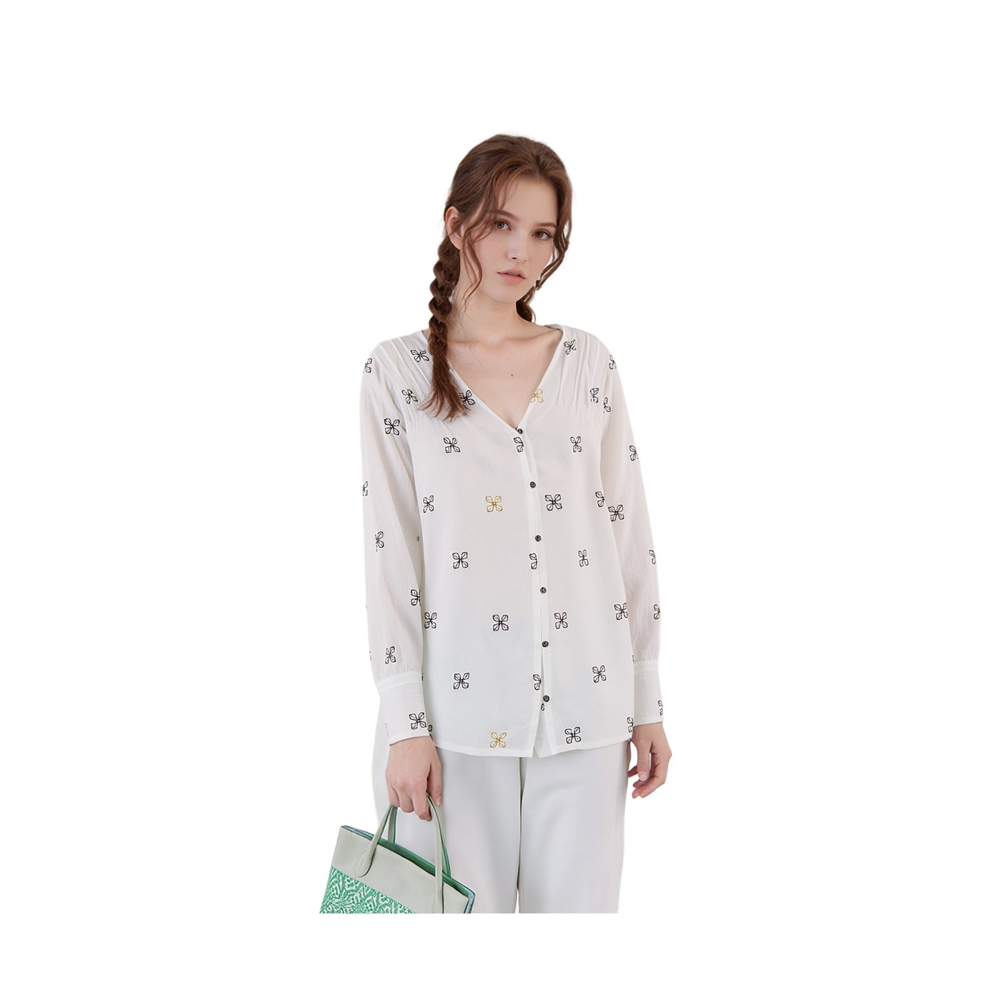 White Stuff Organic Cotton Embroidered Blouse Ivory | Women's UK 10 by White – blouse | RewearableUK