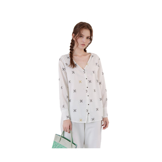 White Stuff Organic Cotton Embroidered Blouse Ivory | Women's UK 10 by White – blouse | RewearableUK