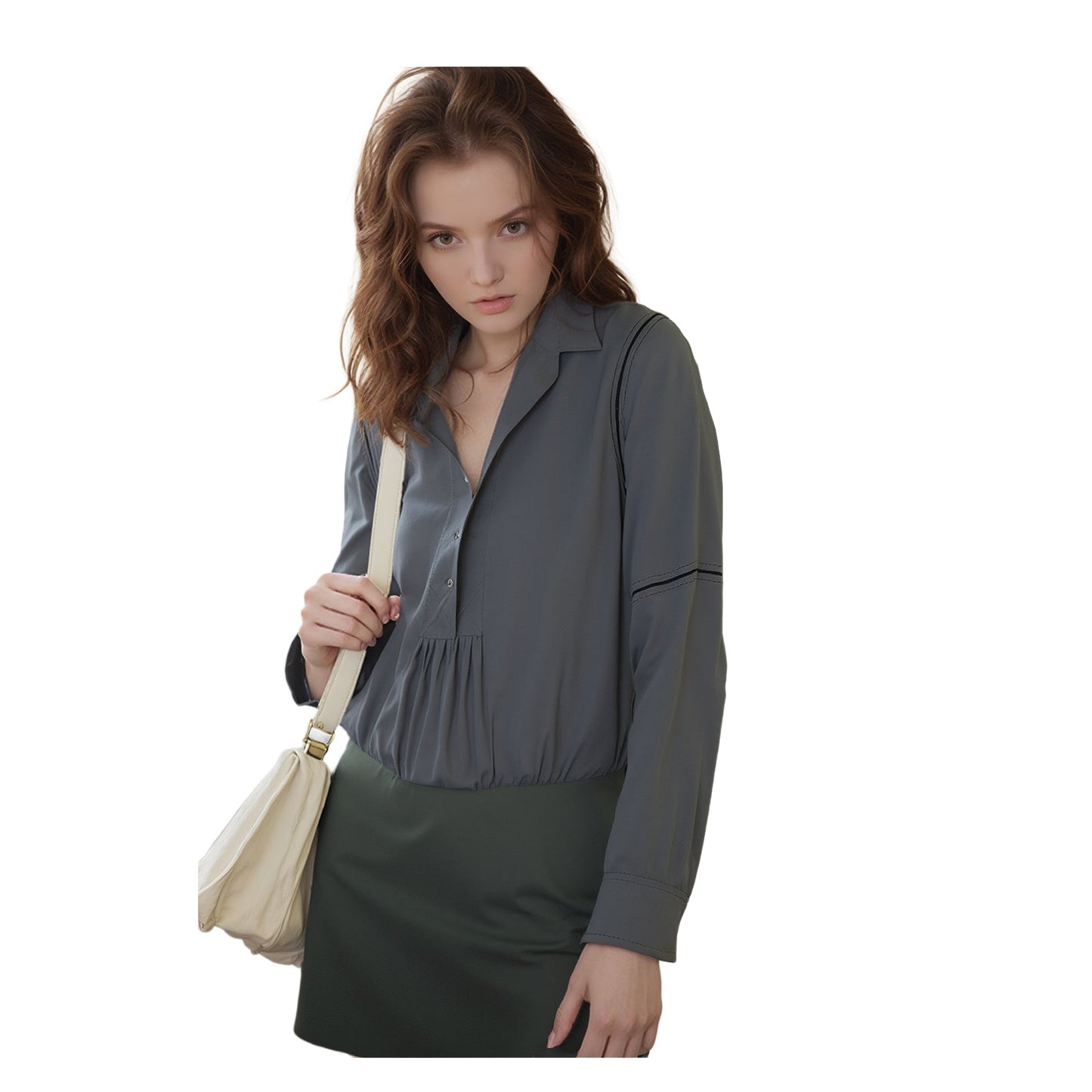White Stuff Pintuck Popover Blouse Grey Viscose | Women's UK 14 by White – blouse | RewearableUK