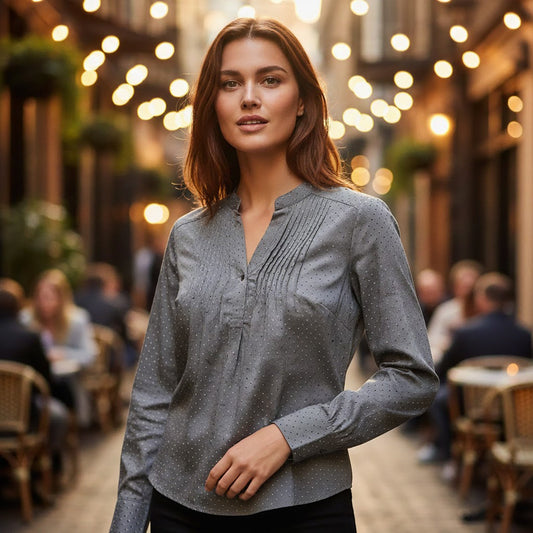 White Stuff Pintuck Popover Blouse Grey Viscose | Women's UK 14 by White – blouse | RewearableUK