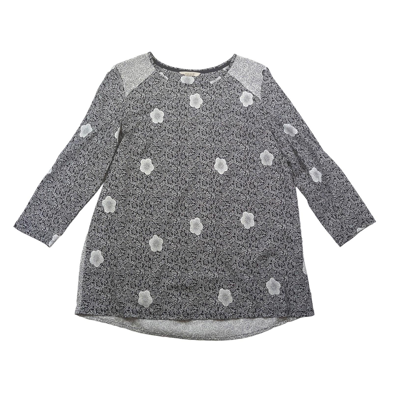 White Stuff Tunic Top UK 16 Navy Blue Floral Print Cotton Modal 3/4 Sleeve by White Stuff – | RewearableUK