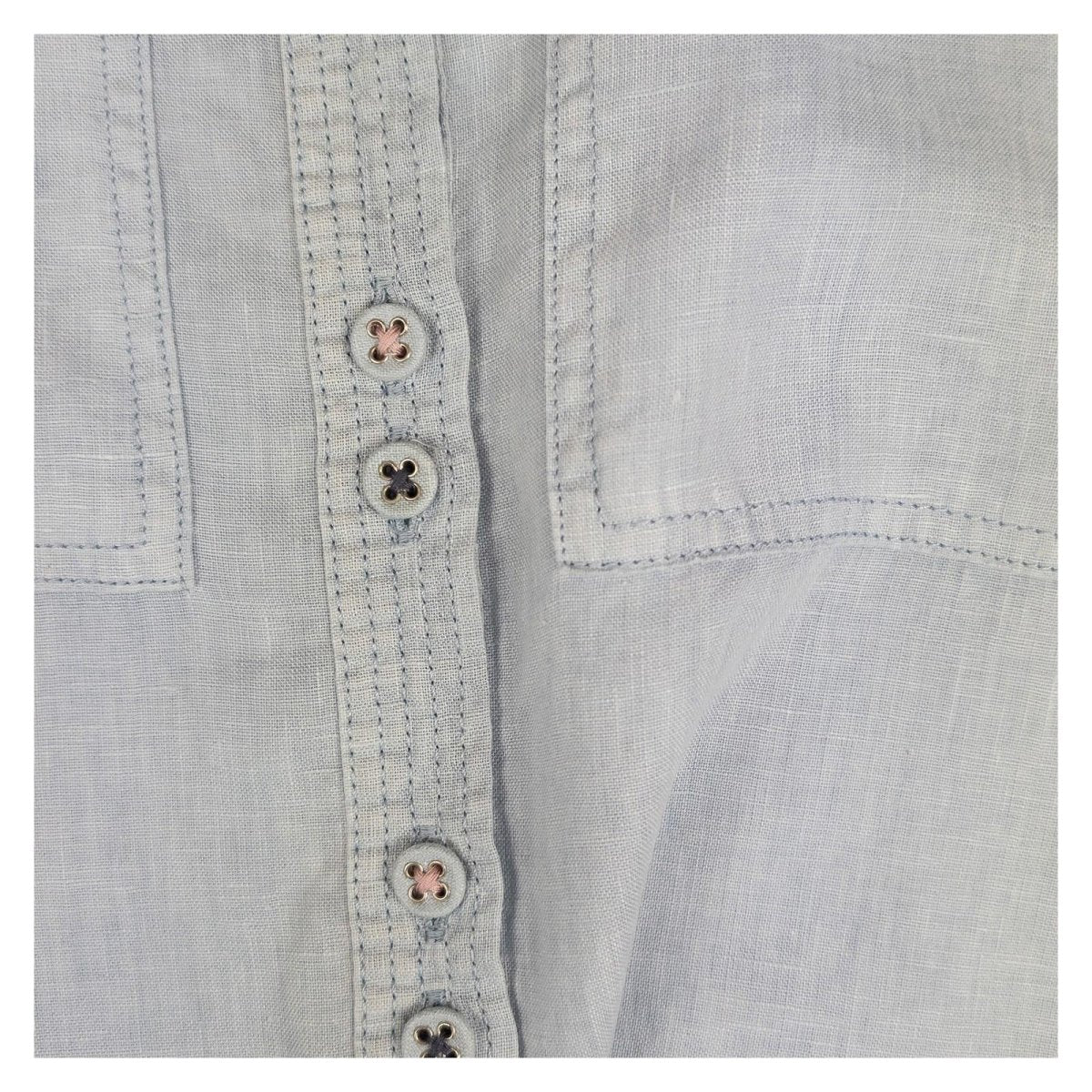 White Stuff Women's 100% Linen Shirt UK 10 Light Blue Grandad Collar Pockets – Top product photo 5 | RewearableUK