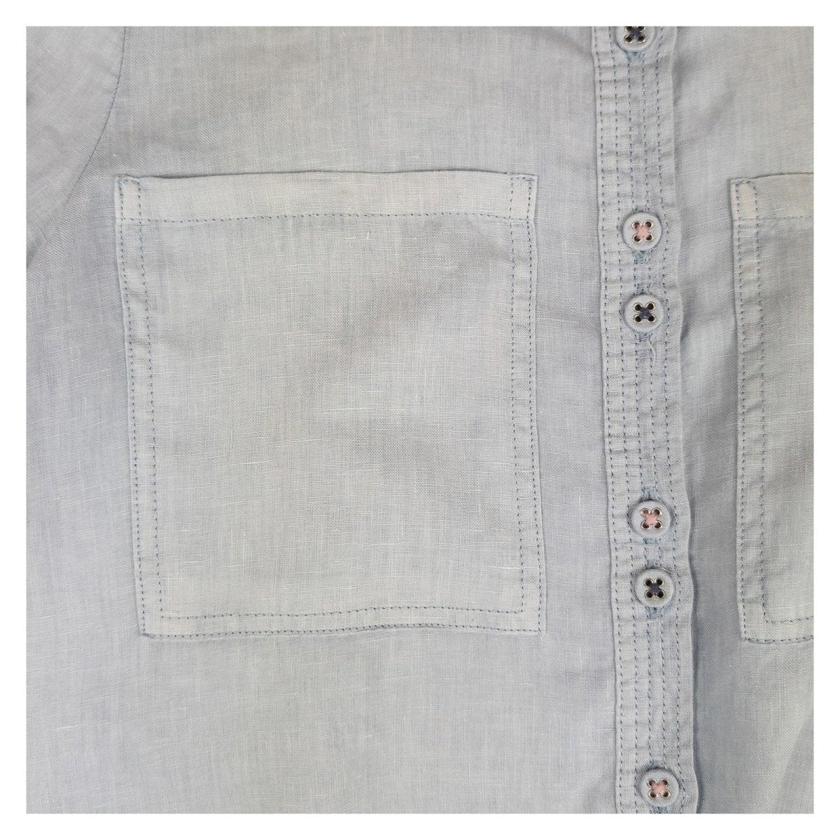 White Stuff Women's 100% Linen Shirt UK 10 Light Blue Grandad Collar Pockets – Top product photo 6 | RewearableUK