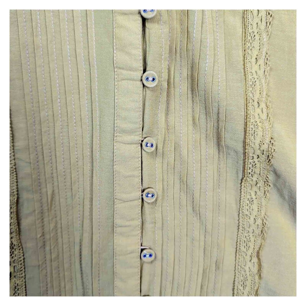 White Stuff Women's Mustard Yellow Lace Pintuck Blouse UK 16 Long Sleeve – product photo 4 | RewearableUK