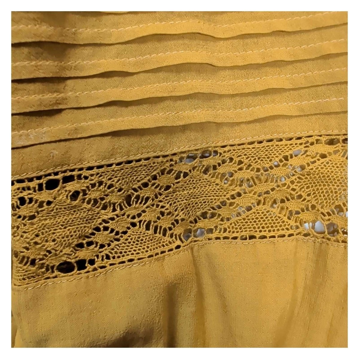 White Stuff Women's Mustard Yellow Lace Pintuck Blouse UK 16 Long Sleeve – product photo 3 | RewearableUK