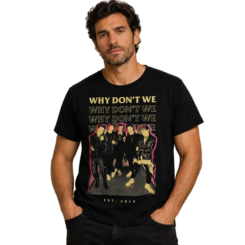 Why Don't We Est. 2016 Band T-Shirt M Black AS Colour Graphic Tee – Music T-Shirt product photo 1 | RewearableUK