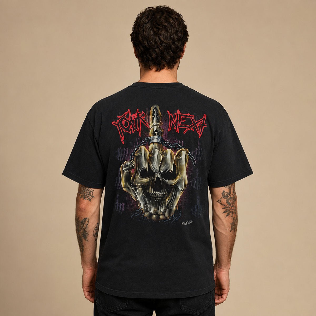 Wild Skull Graphic T-Shirt 3XL Black Double-Sided Biker Tee – Graphic T-Shirt product photo 2 | RewearableUK