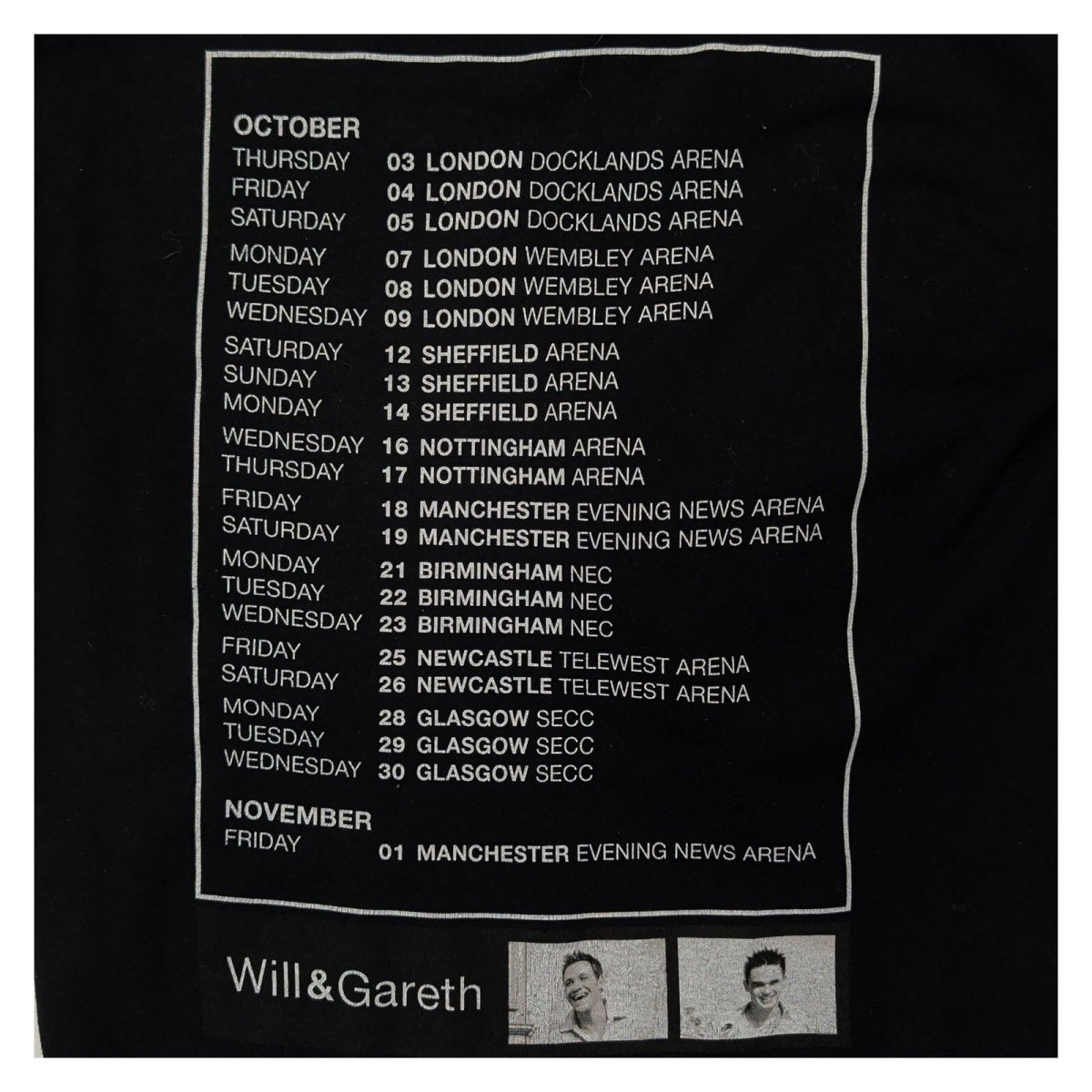 Will Gareth Tour T-Shirt Kids 7-8 Black Screen Stars UK Arena Dates – product photo 4 | RewearableUK