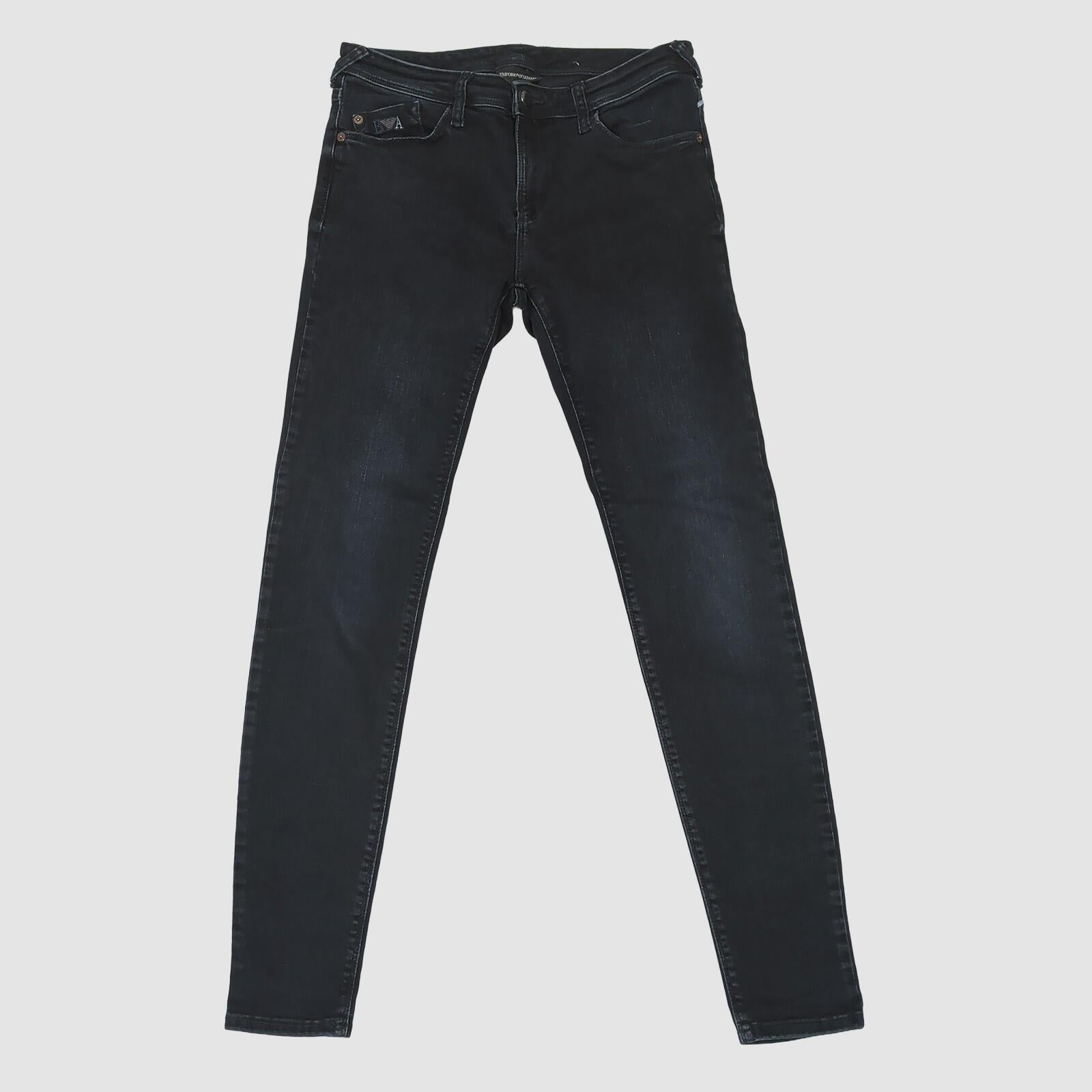 womens emporio armani ea logo mid rise skinny fit black denim jeans sz w 29 by Armani – JEANS | RewearableUK