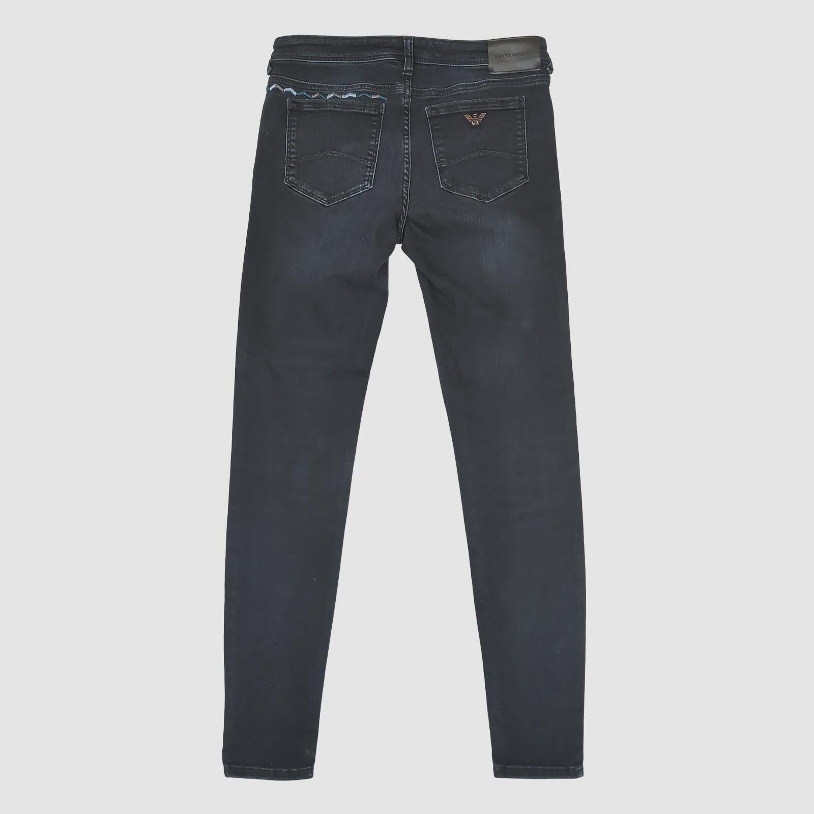 womens emporio armani ea logo mid rise skinny fit black denim jeans sz w 29 by Armani – JEANS | RewearableUK