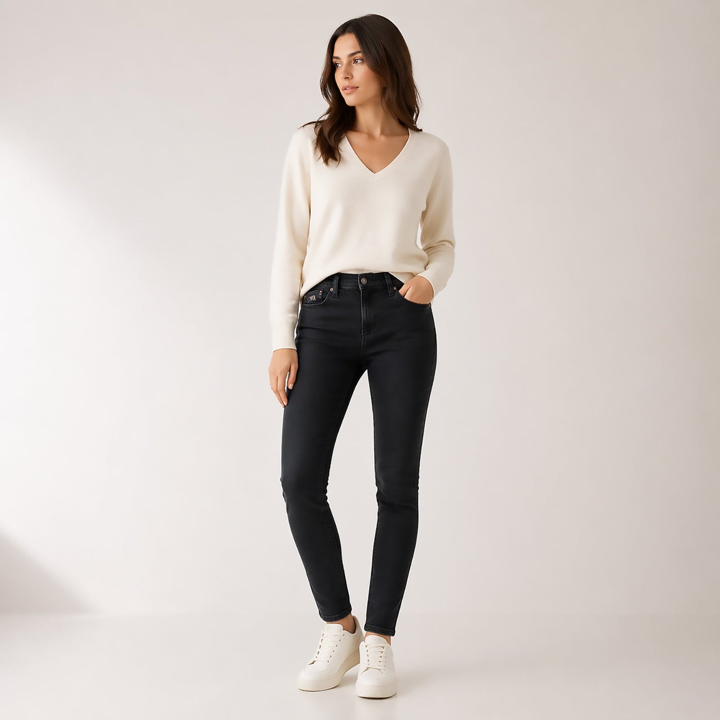 womens emporio armani ea logo mid rise skinny fit black denim jeans sz w 29 by Armani – JEANS | RewearableUK