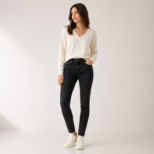womens emporio armani ea logo mid rise skinny fit black denim jeans sz w 29 by Armani – JEANS | RewearableUK