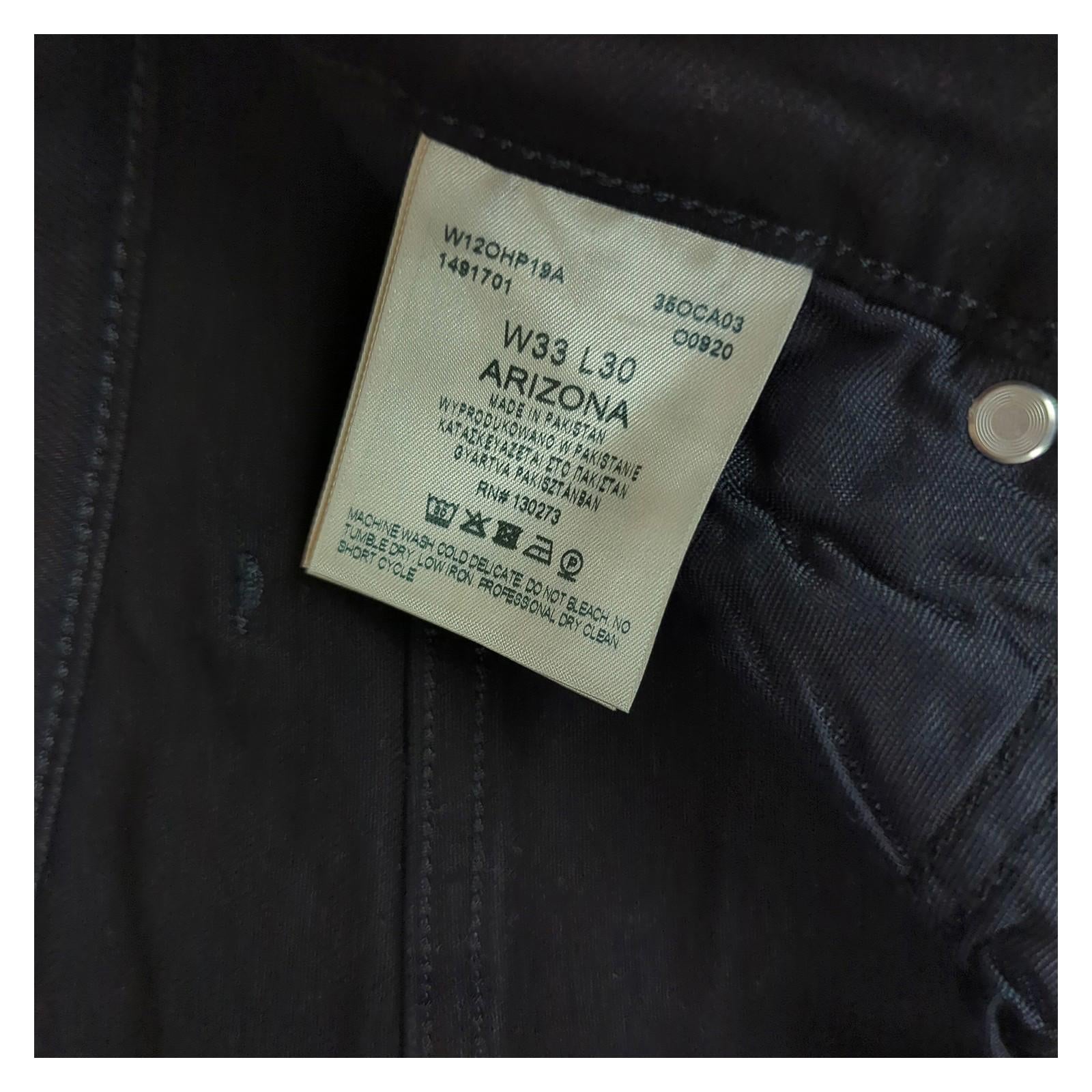 Wrangler Wrangler Arizona Mens Straight Fit Stretch Jeans W33 L30 Regular Black Denim JEANS RewearableUK