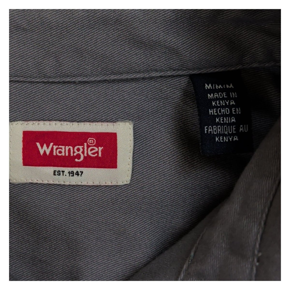 Wrangler Mens Grey Stretch Work Shirt M Button Up Two Chest Pockets – product photo 3 | RewearableUK