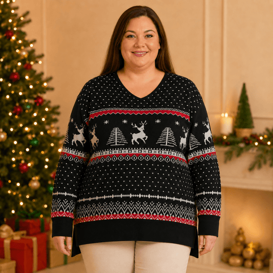 Your Style Christmas Jumper 2XL Black Fair Isle Reindeer – jumper product photo 1 | RewearableUK