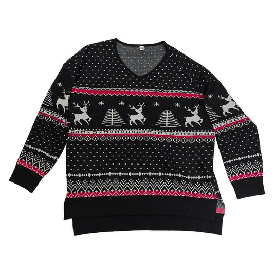 Your Style Womens Christmas Jumper 2XL Black Fair Isle Reindeer Xmas – product photo 1 | RewearableUK