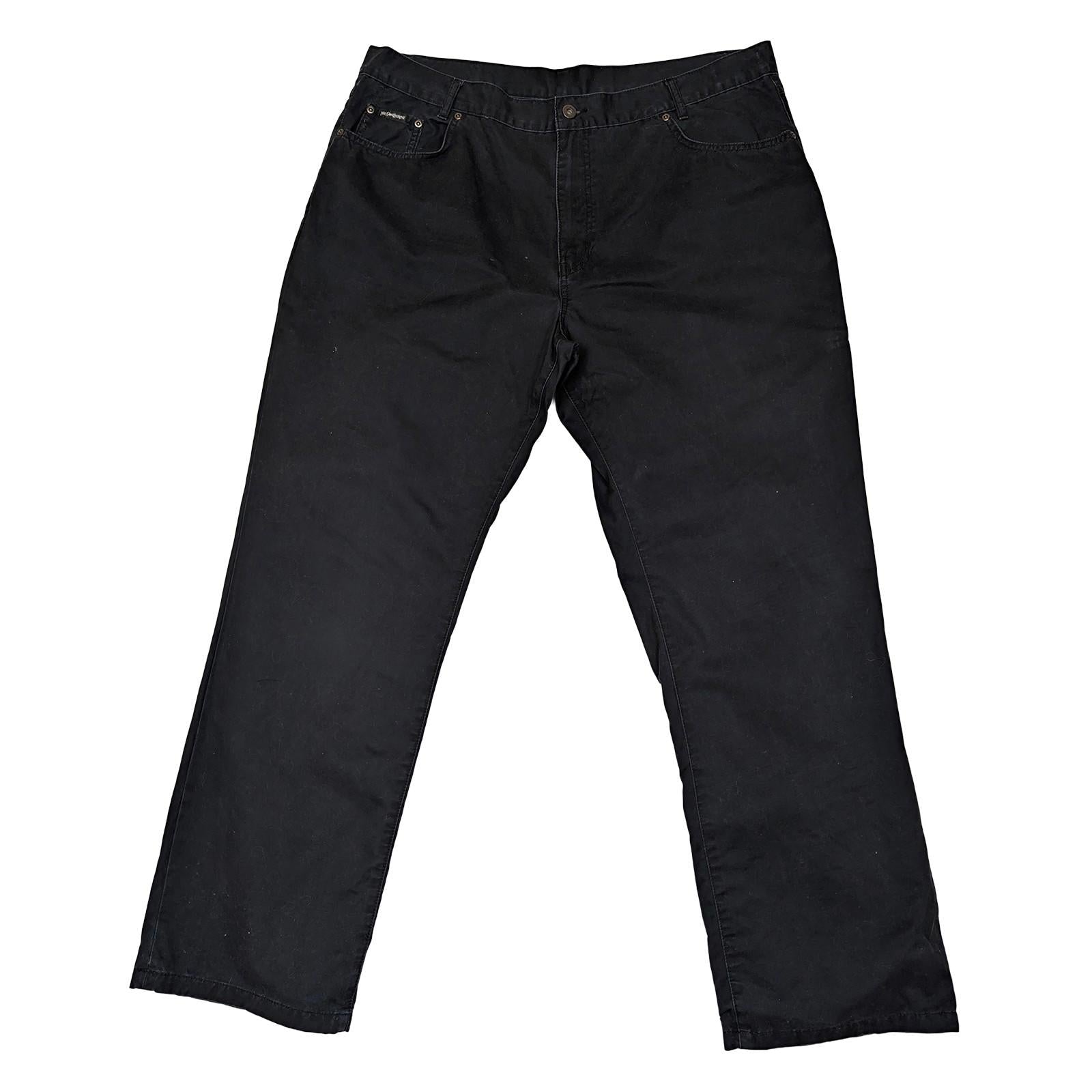 yves saint laurent pour homme mens size w40 l32 black straight leg cotton jeans by Saint Laurent – | RewearableUK