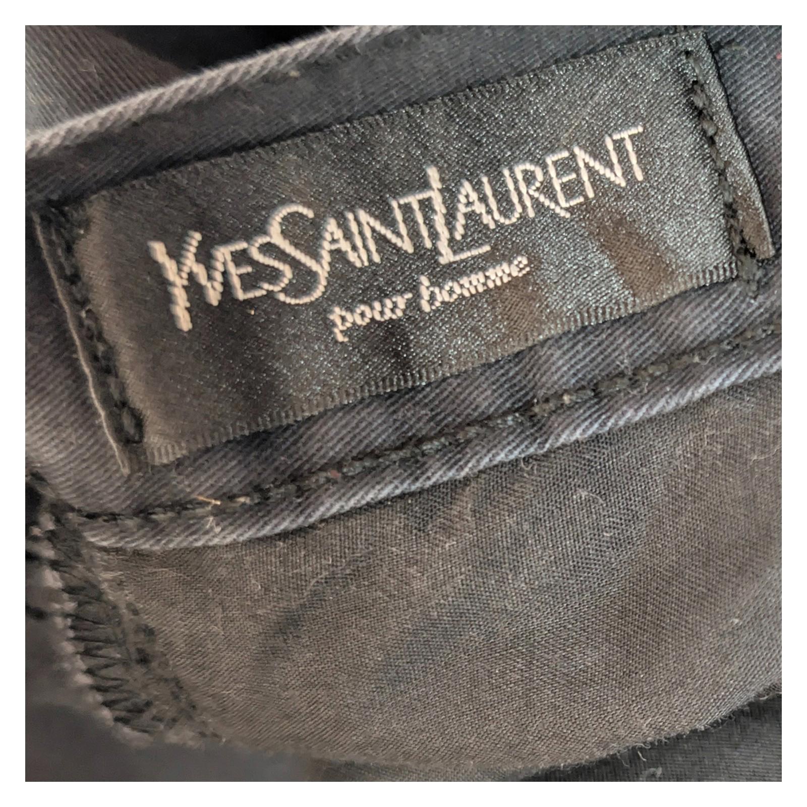 yves saint laurent pour homme mens size w40 l32 black straight leg cotton jeans by Saint Laurent – | RewearableUK