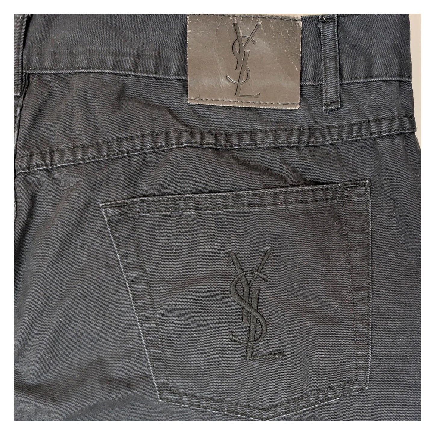 yves saint laurent pour homme mens size w40 l32 black straight leg cotton jeans by Saint Laurent – | RewearableUK