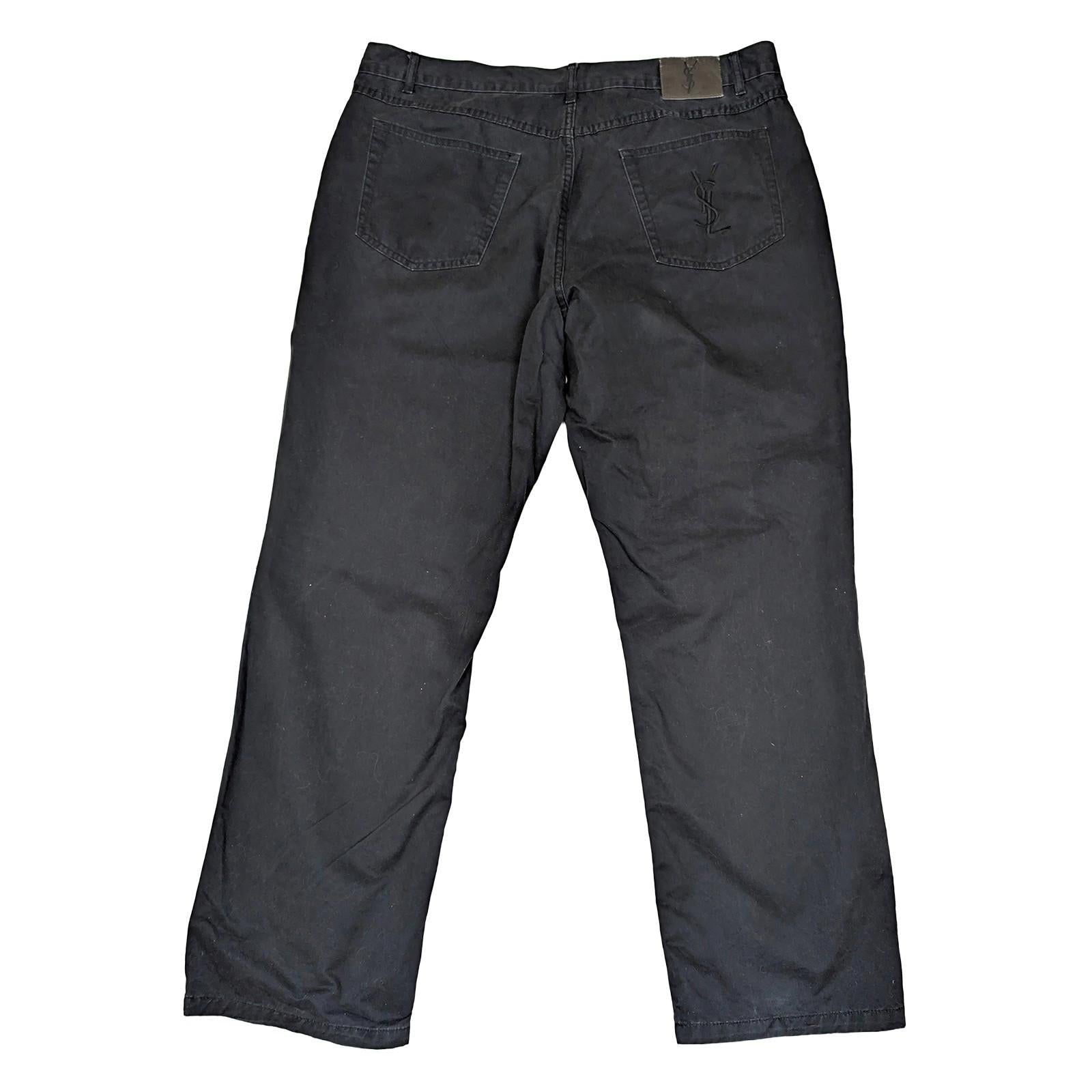 yves saint laurent pour homme mens size w40 l32 black straight leg cotton jeans by Saint Laurent – | RewearableUK