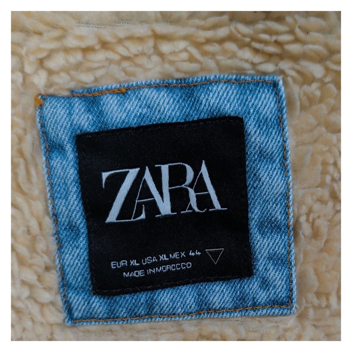 Zara Man Denim Sherpa Trucker Jacket XL Light Blue Cream Collar – product photo 2 | RewearableUK